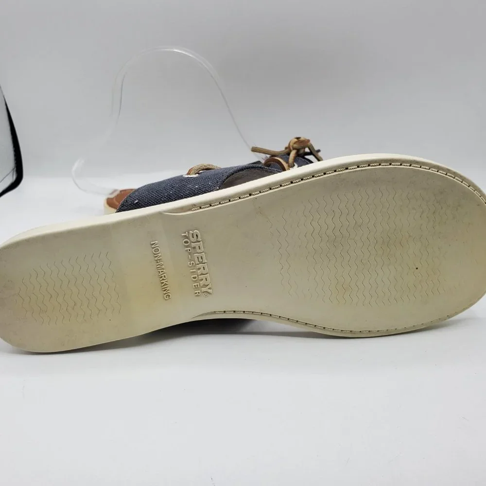 VINTAGE SPERRY TOP-SIDER CANVAS with LEATHER SHOE LACE TOP THONG SANDALS - Picture 7 of 7